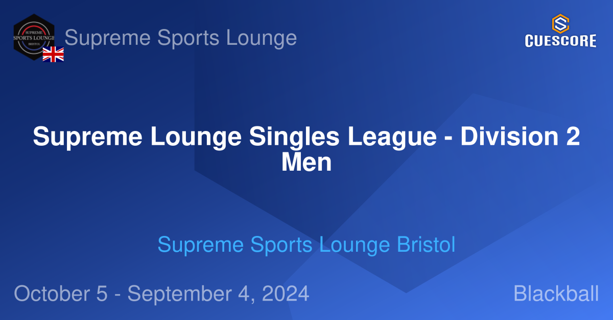 Supreme Lounge Singles League - Division 2 Men