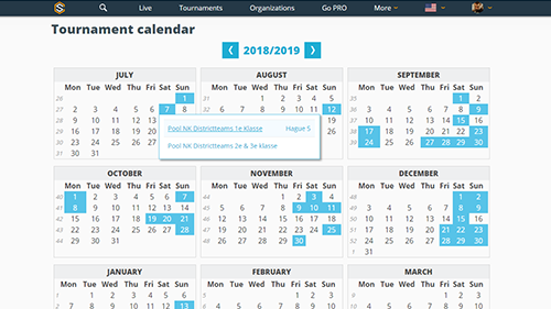 Features: Web Pro Tournament Manager